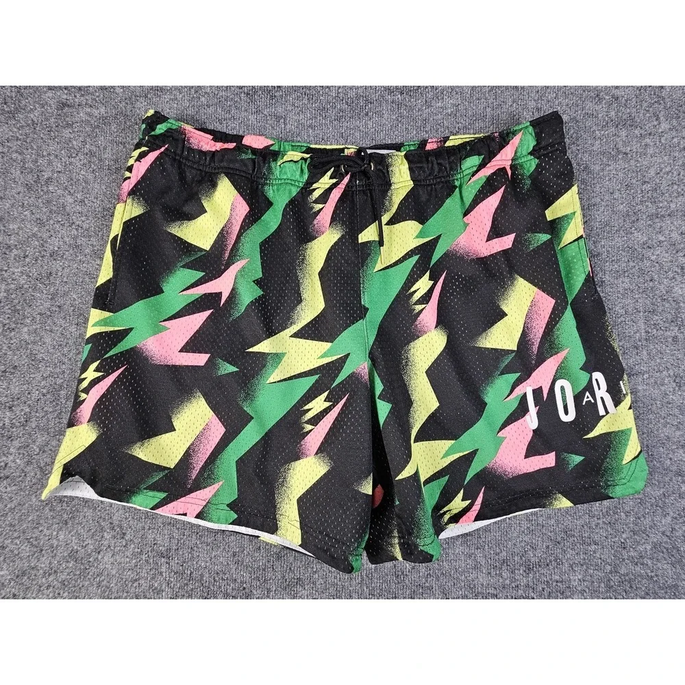 Air Jordan Shorts Mens 3XL Mesh Basketball Retro 90s Black Green Pink Yellow‎